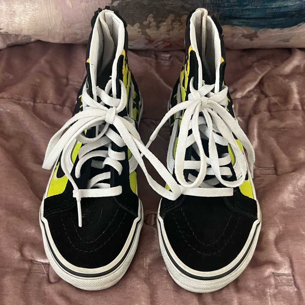 Kids Vans - zip up neon flames, size 12 worn less 2-3 times